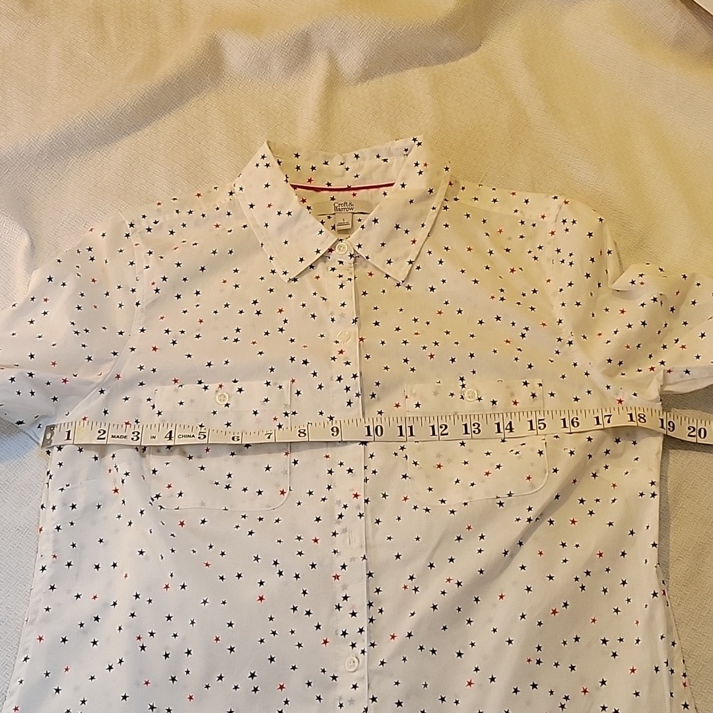 Croft & Barrow Red White Blue Stars Button-down Blouse Small NWT - Picture 4 of 5